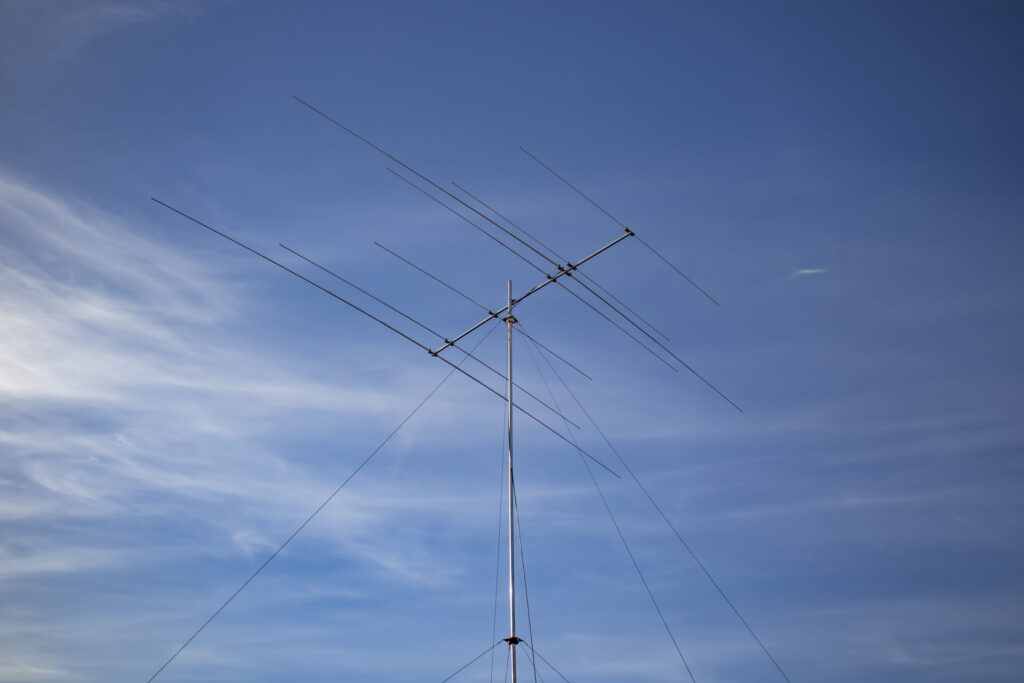 7-element multiband Yagi against the blue sky